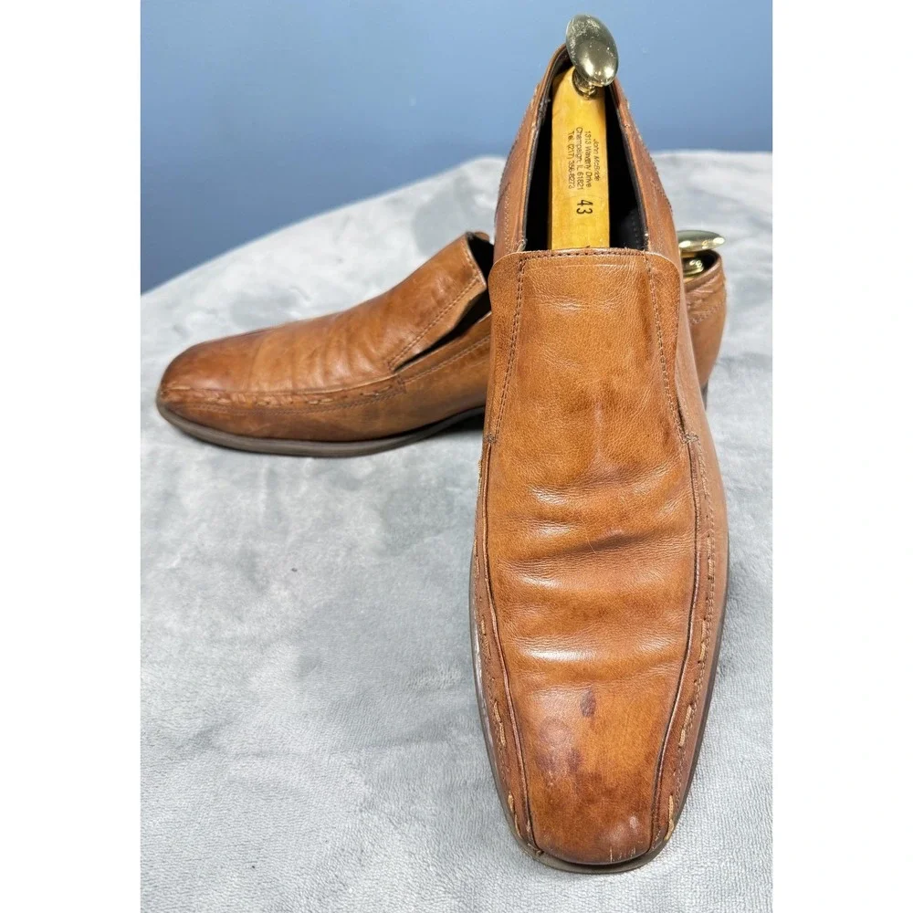 Bostonian Shoes Mens Size 10.5 Brown Leather Slip On Dress Square Toe 28684